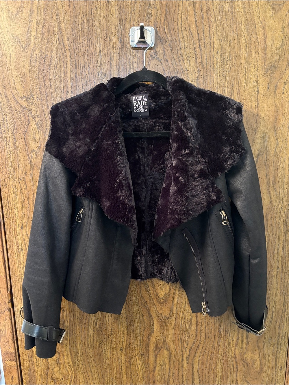 Marmal Made Faux Fur-Trimmed Black Jacket